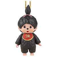 Monchhichi Mascot Keychain Part.4 [3.Monchhichi-chan A (50th Anniversary Logo Bib, Standing Ver.)]