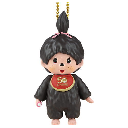 Monchhichi Mascot Keychain Part.4 [3.Monchhichi-chan A (50th Anniversary Logo Bib, Standing Ver.)]