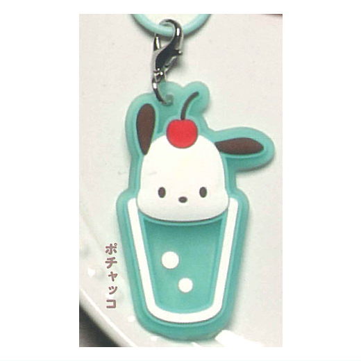 Sanrio Characters Clear Cream Soda Mejirushi Rubber Charm [3.Pochacco]