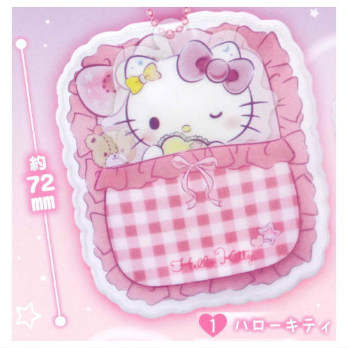 Sanrio Characters PVC Clear Case with Acrylic Charm Good Night Design [1.Hello Kitty]