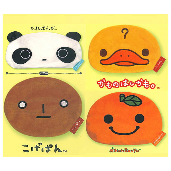 San-X All Stars Fuwafuwa Pouch [Assorted 4 type set (1.Tarepanda/2.Kamonohashikamo/3.Kogepan/5.Mikan Boy)]