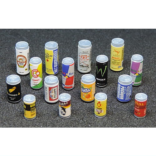 1/12 scale beverage cans, set of 16 [A] miniature (pinktank) [m-s]