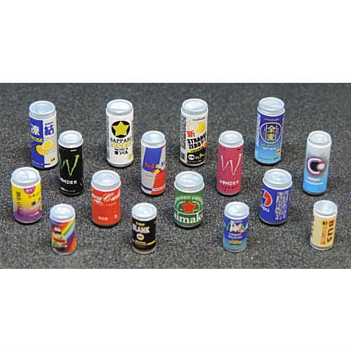 1/12 scale beverage cans, set of 16 [B] miniature (pinktank) [m-s]