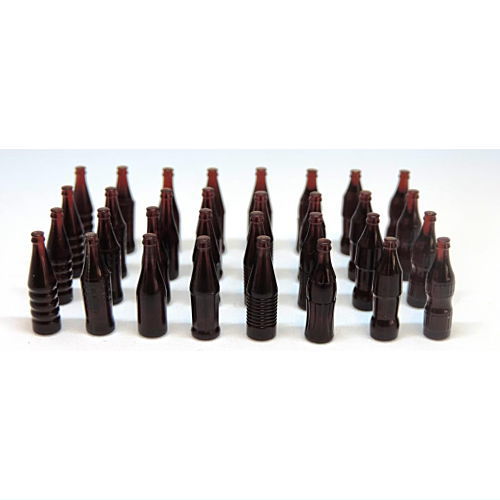 1/12 scale beverage bottles, set of 32 (8 types x 4 bottles) [brown] miniature (pinktank) [m-s]