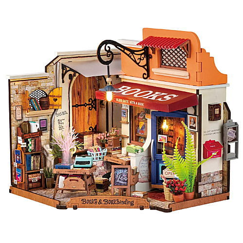 ROBOTIME Rolife DIY miniature Dollhouse kit [DG164: Corner bookstore]