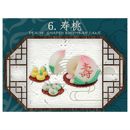 1/12 Scale Traditional Chinese Sweets Series Trading Figures [6.PEACH-SHAPED BIRTHDAY CAKE]