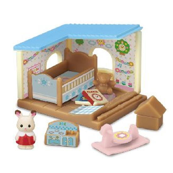 Sylvanian Families Mini Series Soyokaze Hill House (Kabaya Original Shokugan) [1.Baby Room and Chocolat Rabbit Baby (Krem)]