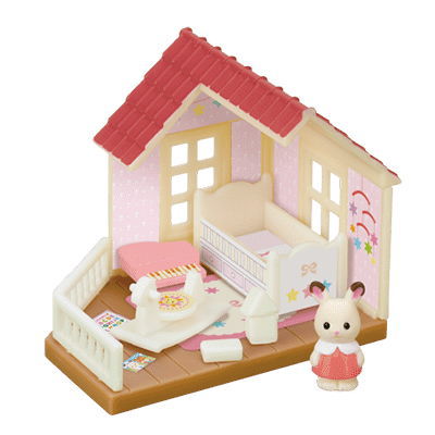 Sylvanian Families Mini Series Large House with Light (Kabaya original shokugan) [1.Baby room and baby chocolate rabbit (Krem)]