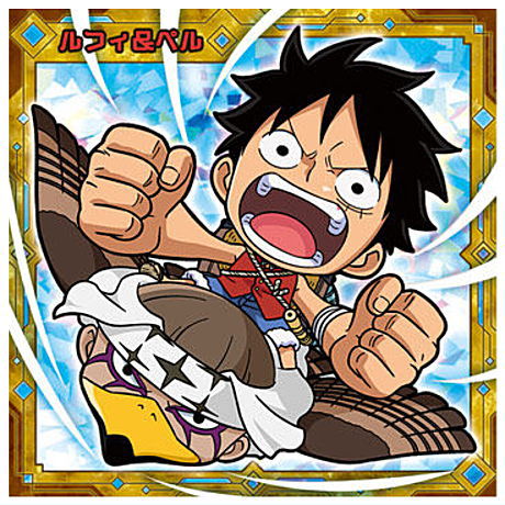 Niforamtion ONE PIECE Pirate Sticker Wafer LOG.4 [8.Luffy & Pell (Super Rare)]