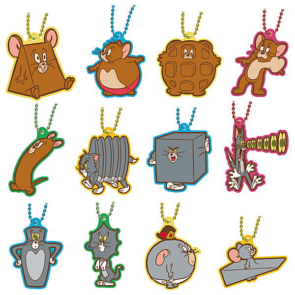 TOM and JERRY Pukkuri Rubber mascot biscuit [All 12 type set (Full Complete)]