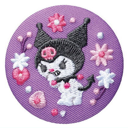 Sanrio characters embroidery can badge with biscuit [3.Kuromi]