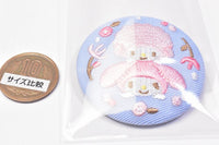 Sanrio characters embroidery can badge with biscuit [13.My Melody My Sweet Piano]