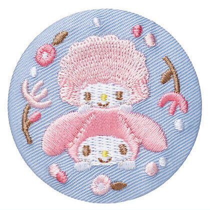 Sanrio characters embroidery can badge with biscuit [13.My Melody My Sweet Piano]