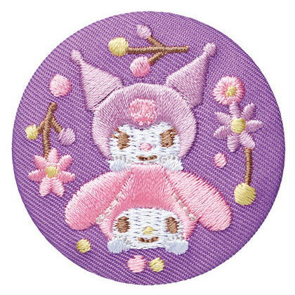 Sanrio characters embroidery can badge with biscuit [14.My Melody Kuromi]