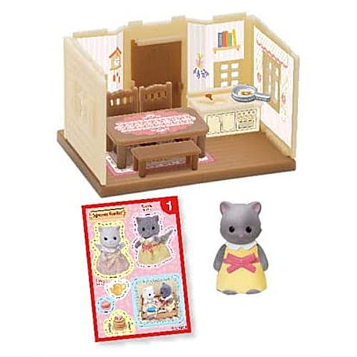 Sylvanian Families Mini Series First Sylvanian Families (Kabaya Original Shokugan) [1.Kitchen and Persian Cat Girl (Skye)]