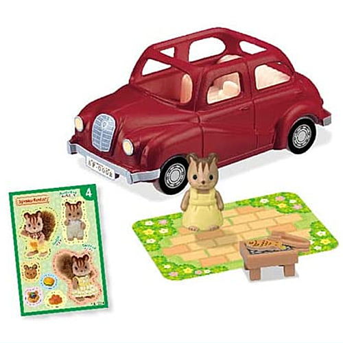 Sylvanian Families Mini Series First Sylvanian Families (Kabaya Original Shokugan) [4.Family car Walnut Squirrel Girl (Saffron)]