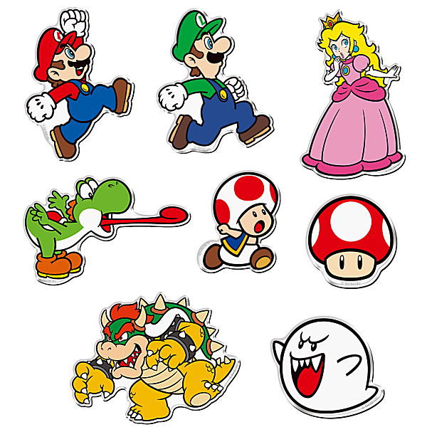 Super Mario character magnets [Assorted 8 type set (1.Mario/2.Luigi/3.Princess Peach/4.Yoshi/5.Toad/6.Super Mushroom/12.Bowser/17.Boo)]