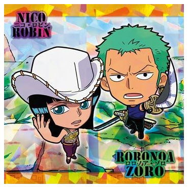 Niforamtion ONE PIECE Pirate Sticker Wafer LOG.7 Emperor of the sea [16.Zoro & Robin (Grand rare)]