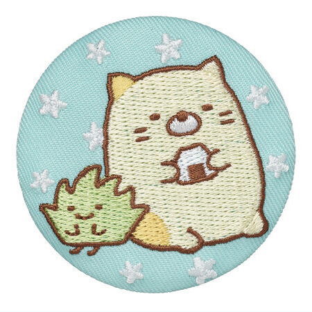 Sumikkogurashi embroidered tin badge biscuit [9.Neko and Zasso]