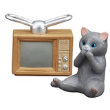 Showa home appliances and cats [4.TV (light brown) and Gray cat]