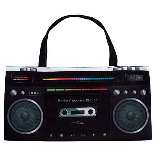 Radio cassette tote and cassette pouch [2.Radio cassette tote (black)]