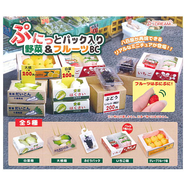 Punitto Packed Vegetables & Fruits Ball chain [All 5 type set(Full Complete)]
