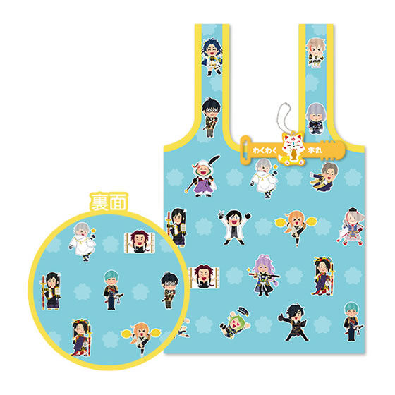 Touken Ranbu Wakuwaku Honmaru Stamp Tag Capsule Eco Tote [4.Total pattern (Blue)]