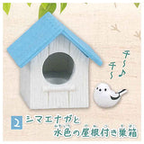 Shimaenaga and birdhouse [2.Shimaenaga and a light blue covered birdhouse]