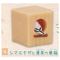 Shimaenaga and birdhouse [4.Shimaenaga and light brown birdhouse]