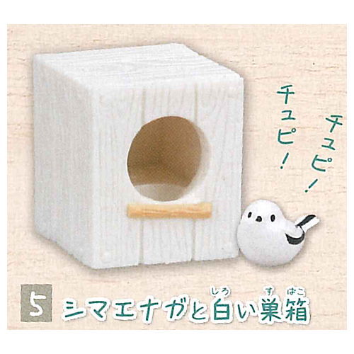 Shimaenaga and birdhouse [5.Shimaenaga and white birdhouse]