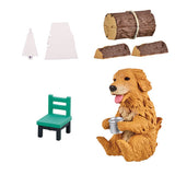 Animal camp 02 [3.Golden retriever (with firewood, chair A, tent parts)]