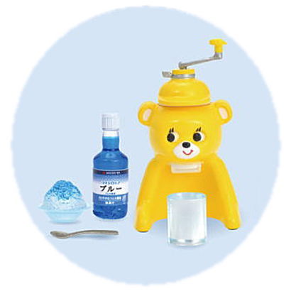 Japanese shaved ice miniature collection [6.Tiger Ice Scraper (Yellow) + My Syrup (Blue)]