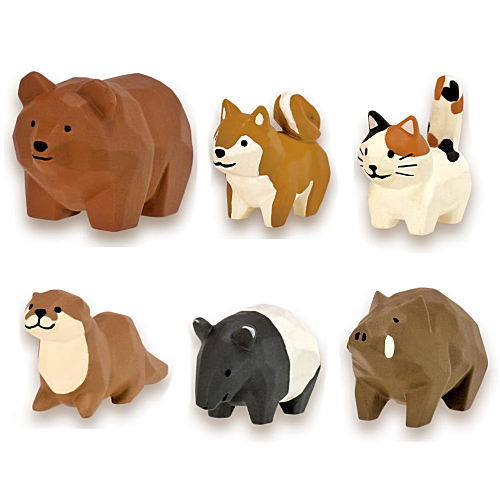 Wood carving artist Seiji Kawasaki Wood Carving Animals Mascot Figure [Normal 6 type set(Secret is NOT including)]