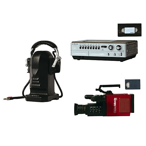 Victor Historical Miniature Collection [Assorted 3 type set (7.Binaural Headphones & Microphone (HM-200) / Dummy Head, 8.VHS video cassette (HR-3300) / VHS tape, 9.Video camera VideoMovie (GR-C1))]