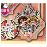 Pita! Deforme Kimetsu no Yaiba Kisatsutai Acrylic Keychain [10.Inosuke & Tanjirou & Zenitsu]