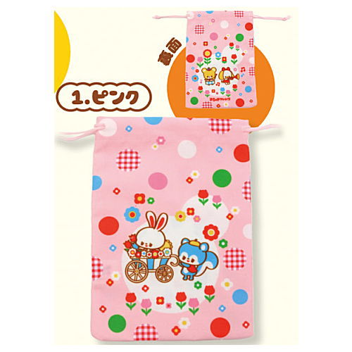 Ochame Friends Retro Kinchaku Pouch [1.Pink]