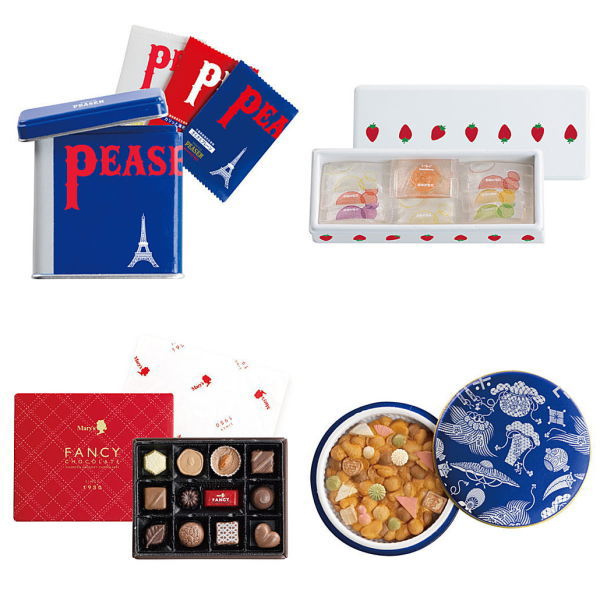 Meika Miniature Collection Part.2 [Assorted 4 type set (1.Eitaro Sohonpo Tokyo Peasen/2.Tomizen Foods Saika no Jewel Strawberry Can/3.Mary Chocolate Fancy Chocolate/5.Ginza Kikunoya Fukiyose (Aomaru Can))]