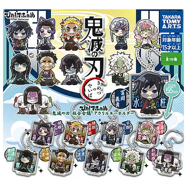 Pita! Deforme Kimetsu no Yaiba Hashira Meeting Acrylic key chain [All 10 type set(Full Complete)]