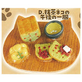 Nyanko bread on wood board [4.Matcha cat afternoon break]