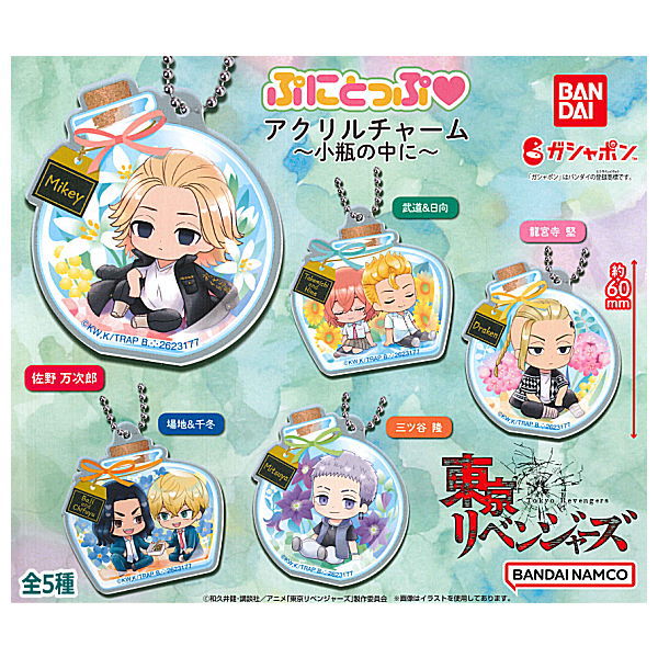 Tokyo Revengers Punitop Acrylic Charm In a small bottle [All 5 type set(Full Complete)]