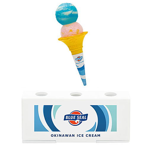 BLUE SEAL Miniature Collection [2.Blue Seal Cone Ice (Blue Wave & Strawberry Cheesecake) + Ice Stand]