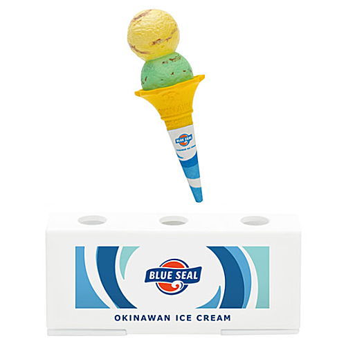 BLUE SEAL Miniature Collection [6.Blue Seal Cone Ice (Banana Susanna & San Francisco Mint Chocolate) + Ice Stand]