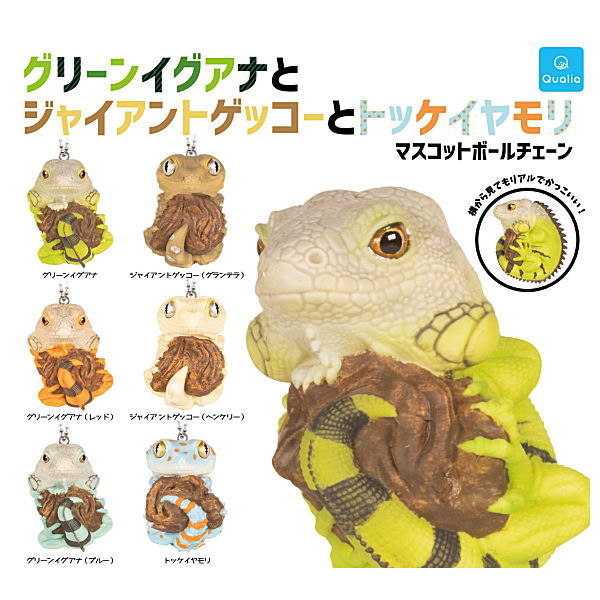 Green iguana, giant gecko and tokay gecko mascot ball chain [All 6 type set (Full Complete)]