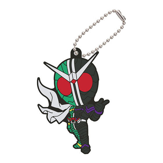 Futo Tantei Capsule Rubber Mascot [8.Kamen Rider W CycloneJoker (A)]