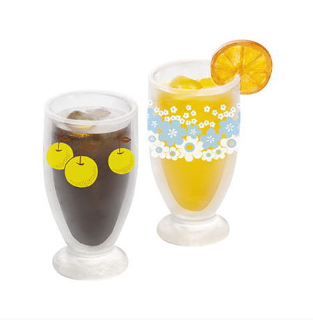 Aderia Retro Miniature Collection [4.Glass with stand 320: Coffee x orange juice set Pear / flower ring]