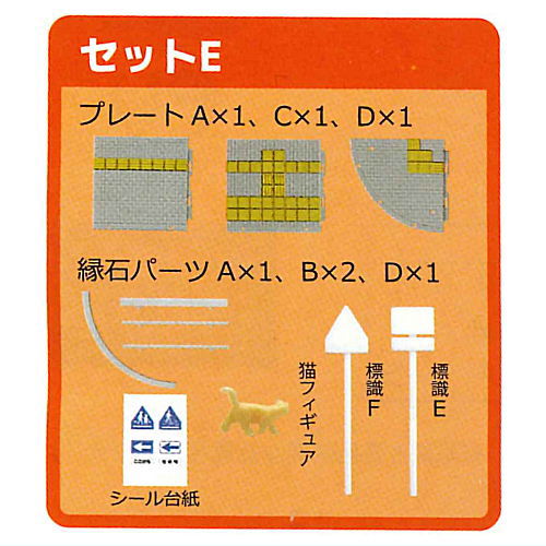 1/64 Scale Sidewalk & Sign Collection [5.Set E cat figure, sign E, sign F]