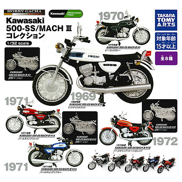 Hobby Gacha KAWASAKI 500-SS/MACHIII Collection [All 8 type set including transparent version (Full Complete)]
