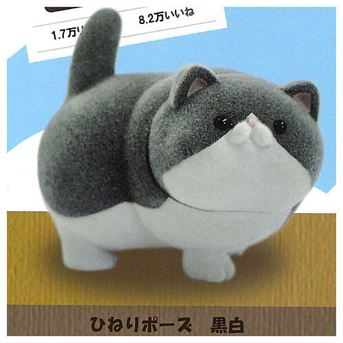 Ushihito's Pocha Pocha Cat-sama Flocky Figure [1.Hineri pose Black andWwhite]