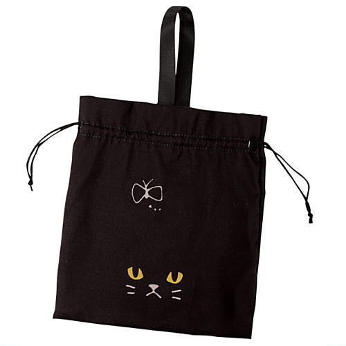 Chotto Odekake Black Cat Smartphone Shoulder and Pouch [4.Black cat kinchaku pouch]