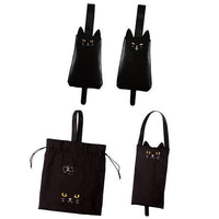 Chotto Odekake Black Cat Smartphone Shoulder and Pouch [Assorted 4 type set (2.ƒvPetit case (pacchiri)/3.Petit case (uttori)/4.Black cat kinchaku pouch/5.Smartphone bag)]